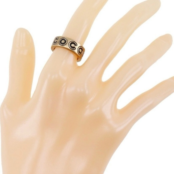 Authentic CHANEL Gold & Black Coco Ring Size 6 - Picture 5 of 9
